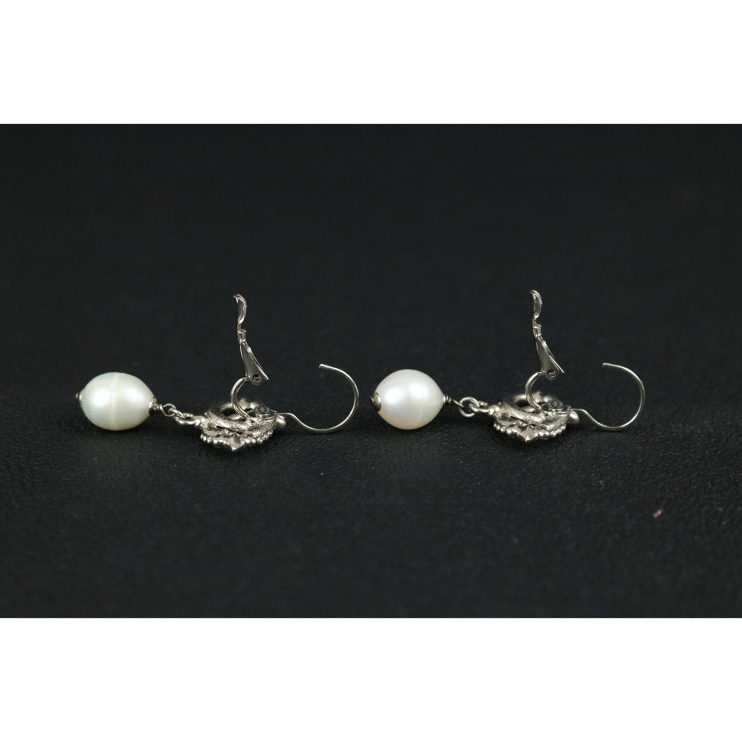 Excellent（Rank SA）｜ CHANEL Coco Mark Rhinestone Pearl Earrings Silver｜X25040603