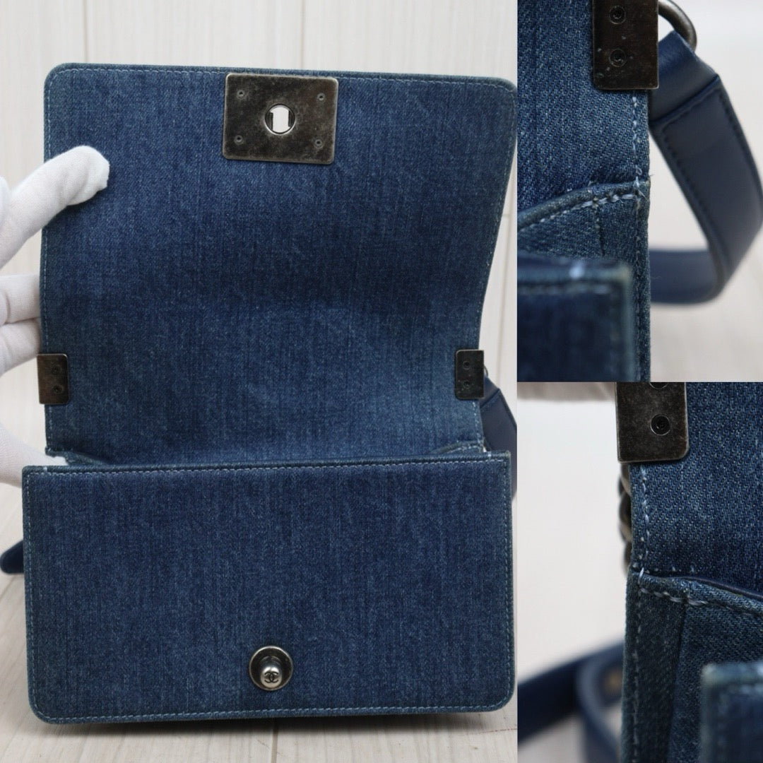 Good ( Rank AB) ｜CHANEL Denim Blue Tweed Weave Leboy20 Made in 2014Year｜Y25112504