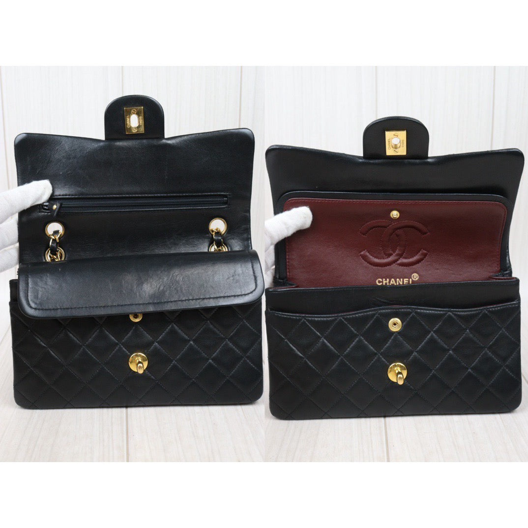 Rank AB｜ CHANEL Matrasse Double Flap 23 Shoulder Bag Black Made In 1991-1994Year｜P24061140