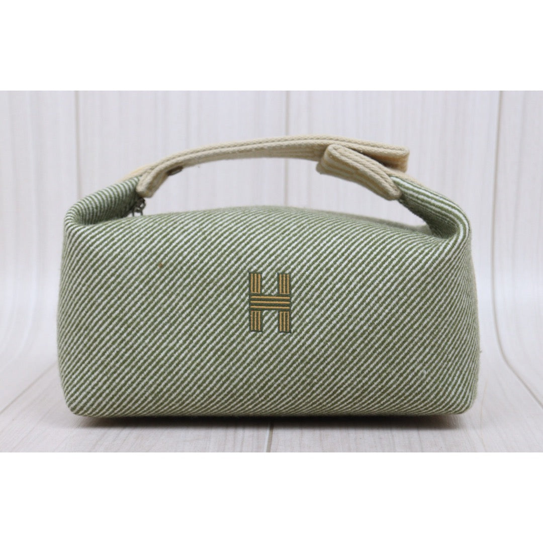 Very Good ( Rank A) ｜ HERMES Bride-A-Brac Canvas Green and Beige Handbag ｜W25121605