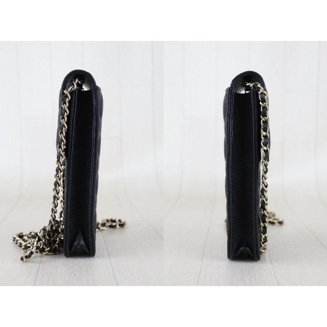 Include Entrupy Certificate of Authenticity｜Very Good（Rank A）｜CHANEL Caviar Skin  Flap Phone Holder Chain Shoulder Bag Black IC Chips Model｜S26072534