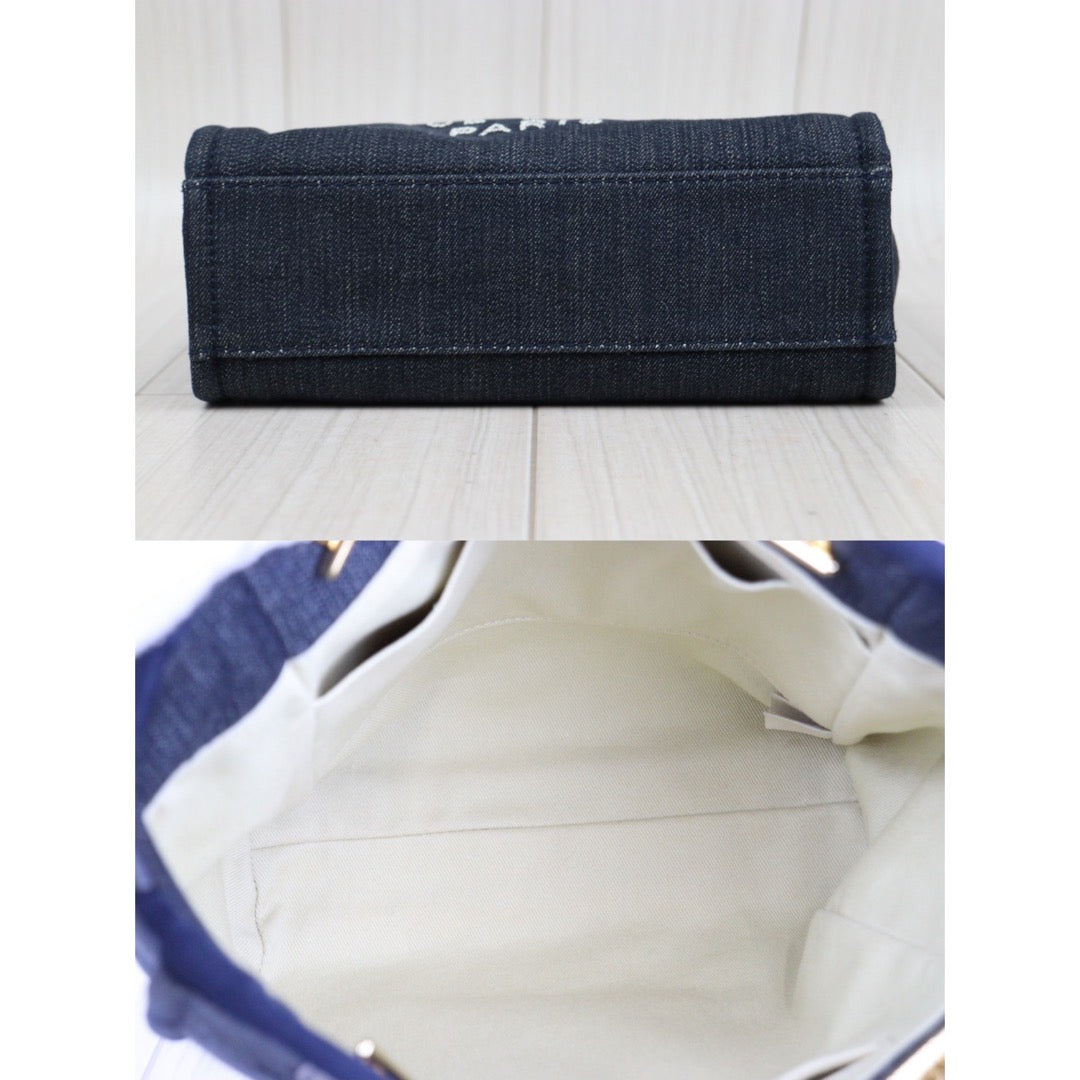 Rank A ｜ CHANEL Canvas Tote Bag Navy Small｜24012520