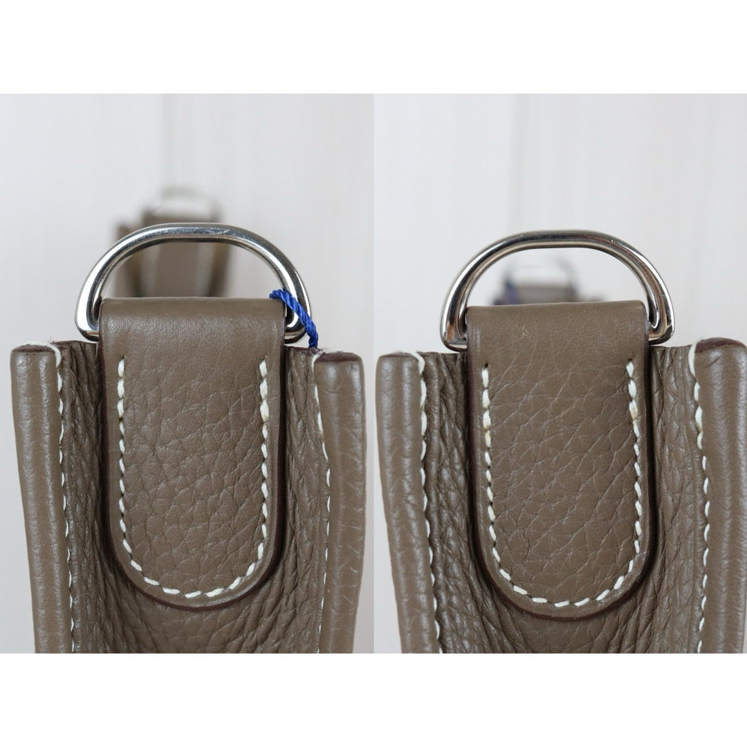 Include Entrupy Certificate of Authenticity｜Very Good ( Rank A)｜ HERMES TC Leather  Evelyne 29 Shoulder Bag Gray Q Stamp Made In 2013Year｜W26071702