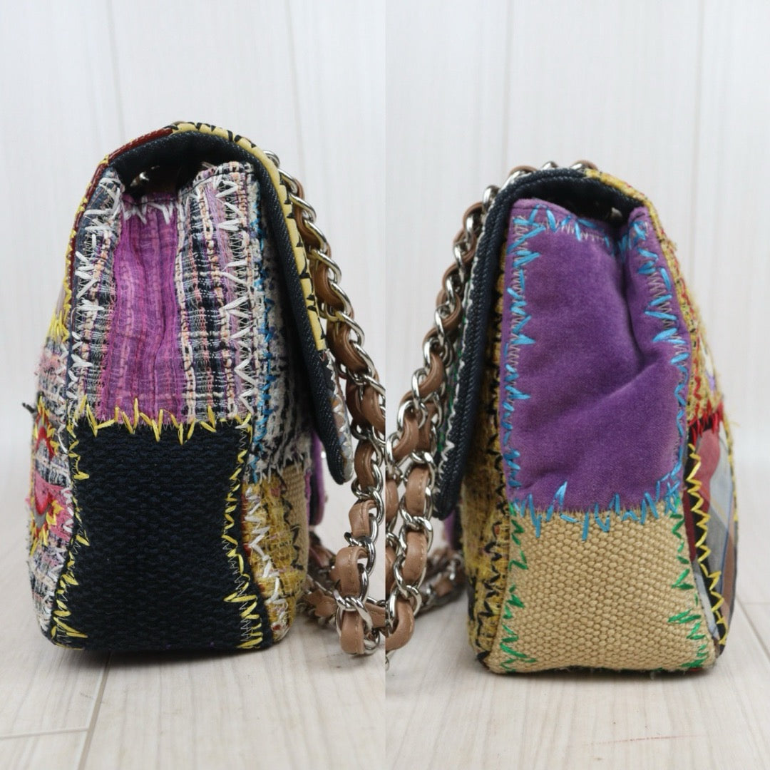 Good ( Rank AB)｜ CHANEL  Colorblock Patch Kit Single Flap Jumbo Shoulder Bag Made in 2008-2009 Year｜W25092201