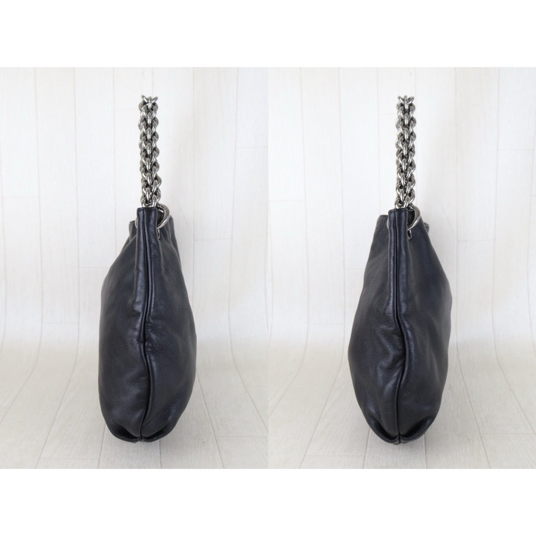 Include Entrupy Certificate of Authenticity｜Very Good ( Rank A)｜ CHANEL Lamb Skin Soft And Chain  Hobo Bag  Black Made In 2006-2008 Year｜S26090736