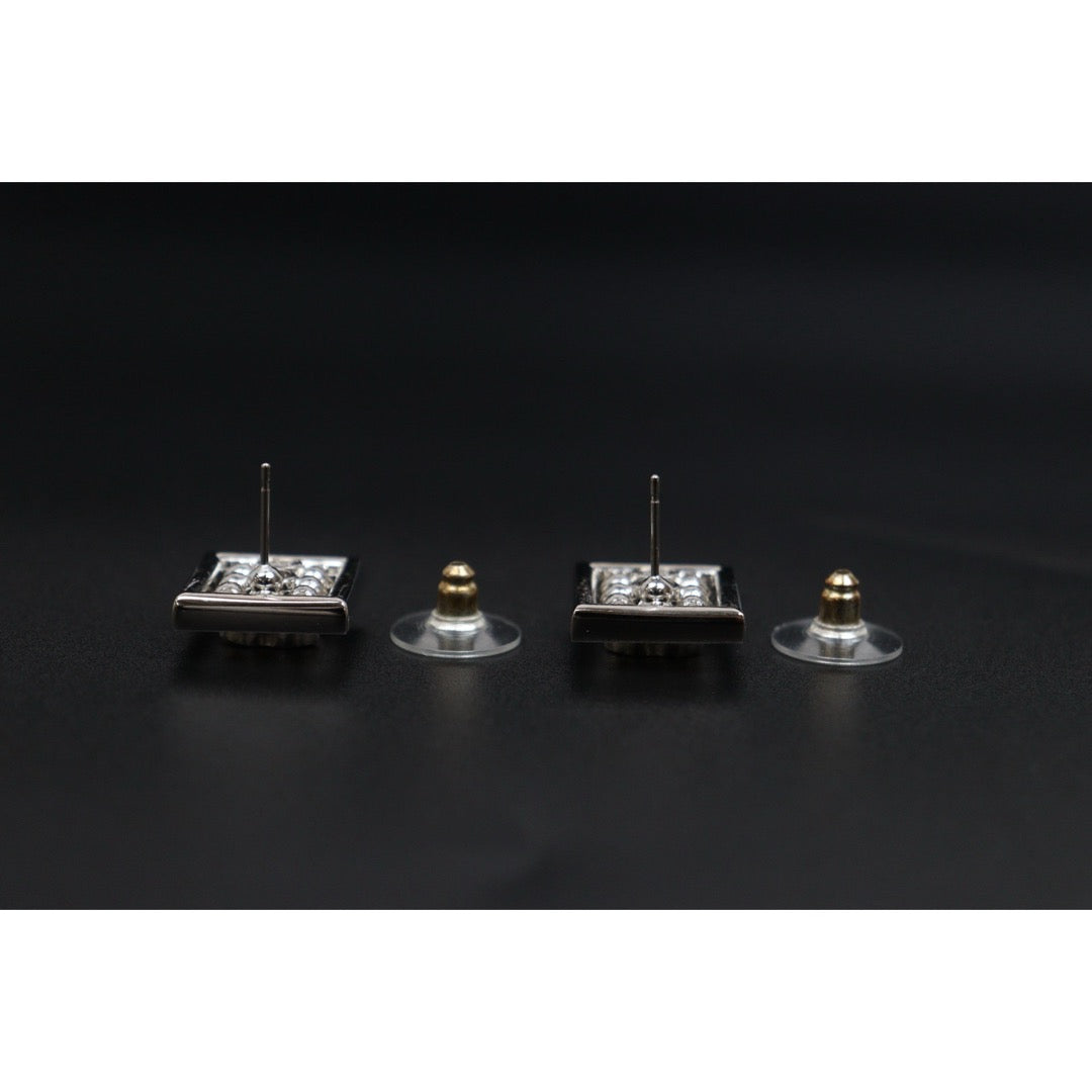 Excellent（Rank SA）｜ CHANEL C24S Coco Mark Pearl Rhinestone Square Earrings Made In 2024Year｜S26031025