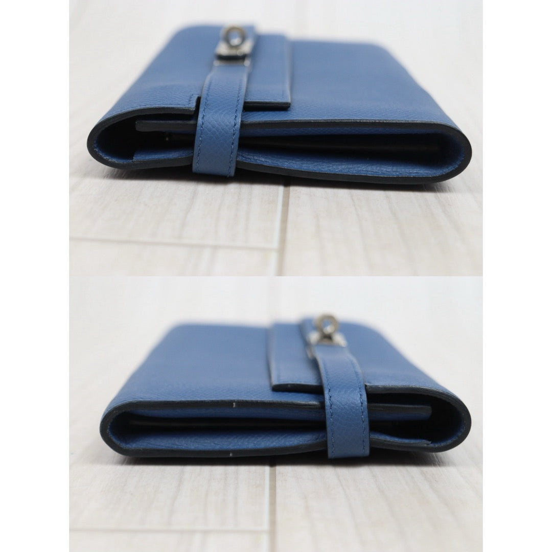 Very Good ( Rank A)｜ HERMES Epsom Kelly Long Wallet Agate Blue X Stamp Made In 2016Year｜W26020603