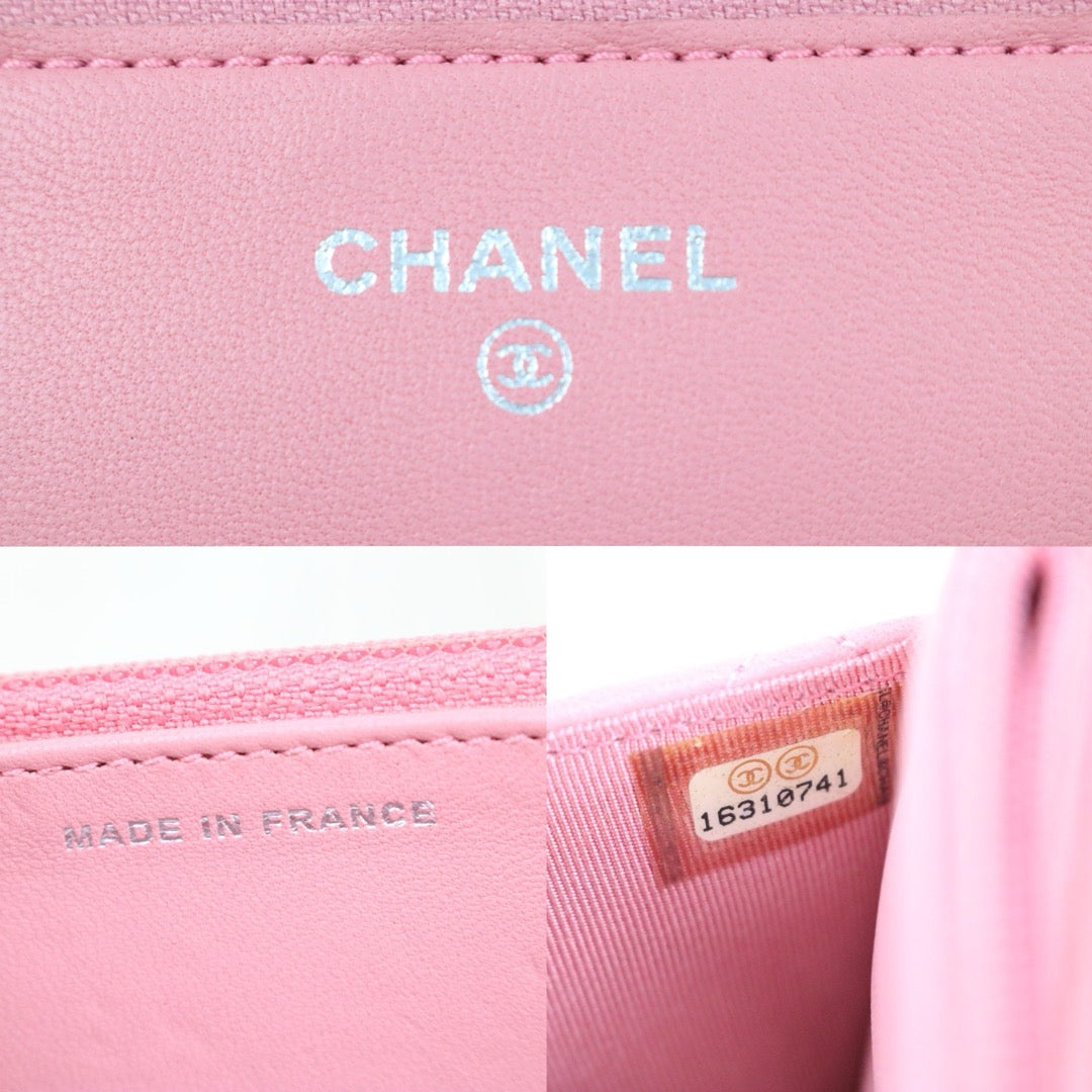 Include Entrupy Certificate of Authenticity｜Good ( Rank AB) ｜CHANEL Lambskin Cherry Blossom Pink WOC Chain Bag Made in 2012-2013 Year｜S26081902