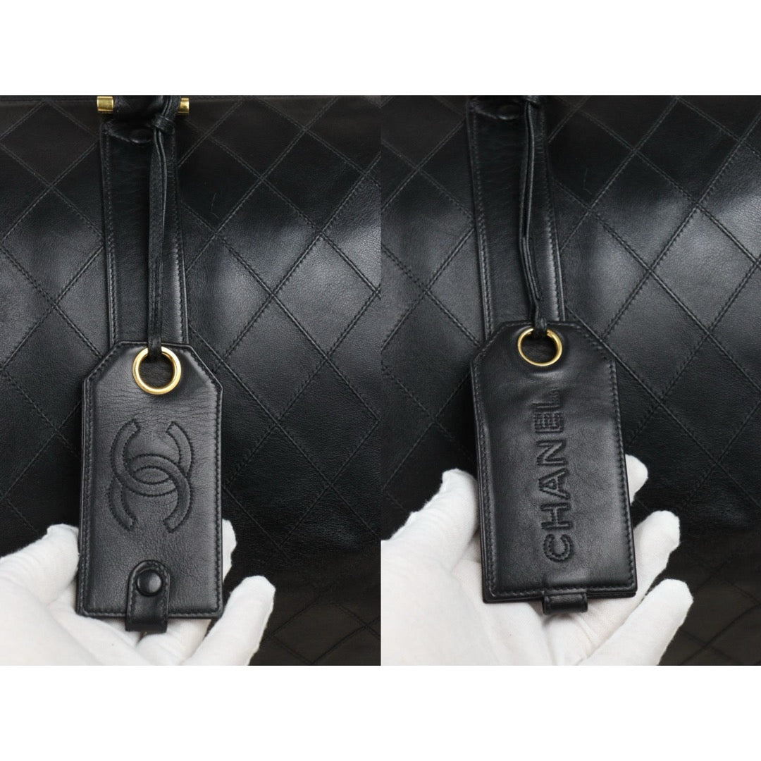 Good ( Rank AB)｜ CHANEL Calf Leather Vintage Boston Travel Bag 60 with Shoulderstrap Black Made In 1989- 1991Year｜S25110407