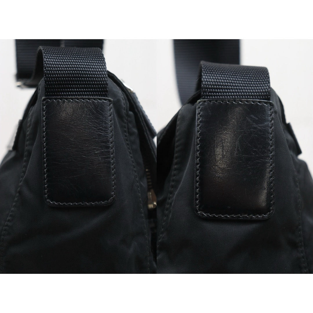 Include Entrupy Certificate of Authenticity｜Good ( Rank AB) ｜Prada  Nylon Black Shoulder Bag  Silver Hardware｜26070203