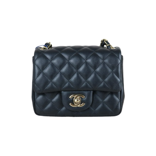 Very Good ( Rank A)｜ CHANEL Lanbskin Square 17  Shoulder Bag Black IC Chips Model ｜W25051701