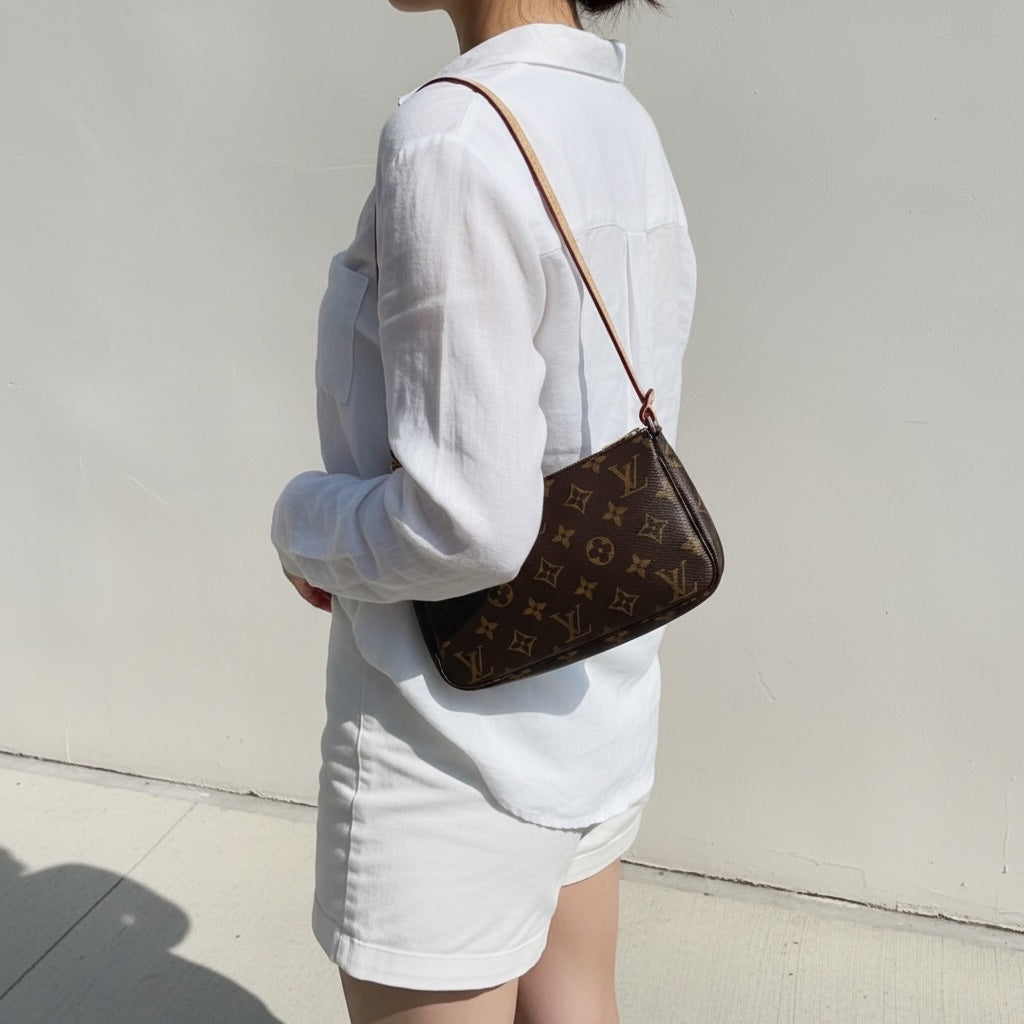 Include Entrupy Certificate of Authenticity｜Very Good ( Rank A)｜ Louis Vuitton Current Model Monogram Pochette Accessoires IC Chip model｜S26052206