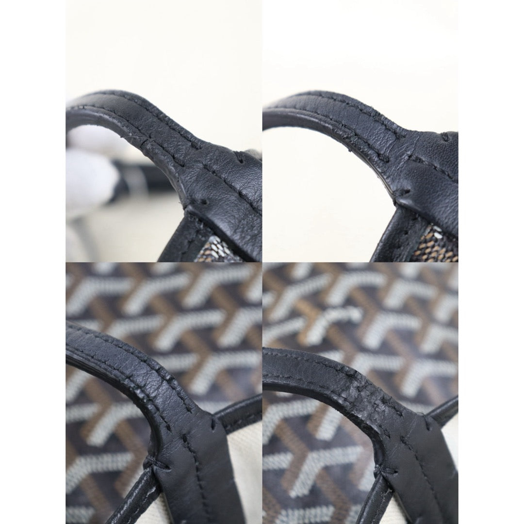 Include Entrupy Certificate of Authenticity｜Good ( Rank AB) ｜ Goyard Saint-Louis MM Tote Bag Black｜S26030825