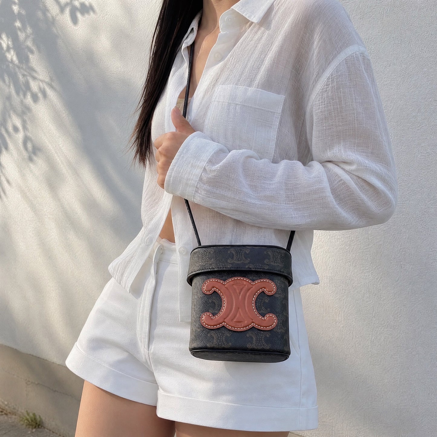 Include Entrupy Certificate of Authenticity｜Very Good ( Rank A)｜ CELINE Macadam Box Triomphe Shoulder Bag ｜S26071504