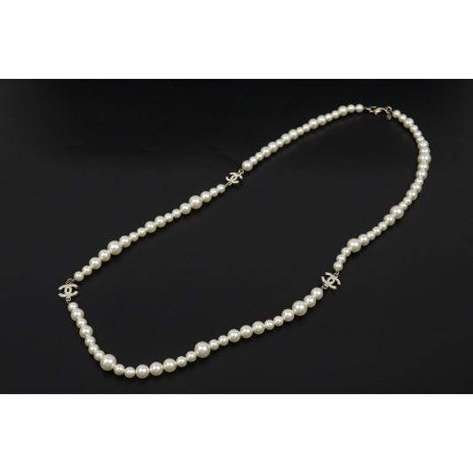 Very Good ( Rank A)｜ CHANEL Coco Mark Pearl Rhinestone  Necklace｜S25110435