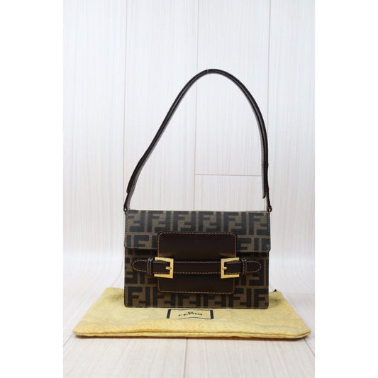 Rank A｜ FENDI Zucca Mamma Shoulder Bag Gold Hardware｜24052704