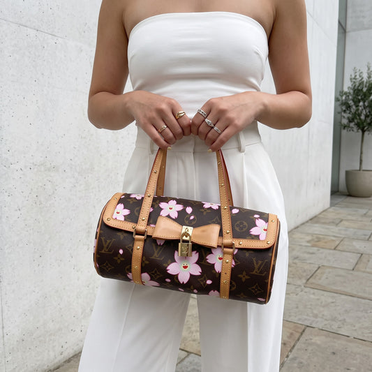 Include Entrupy Certificate of Authenticity｜Good ( Rank AB)｜Louis Vuitton Takashi Murakam Monogram Cherry Blossom Papillon Hand Bag｜Z26091506