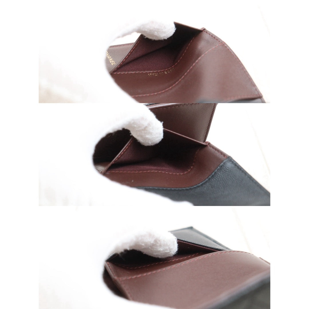 Very Good ( Rank A)｜Chanel Caviar Skin Black Wallet Made In 2019-2020Year ｜25042413