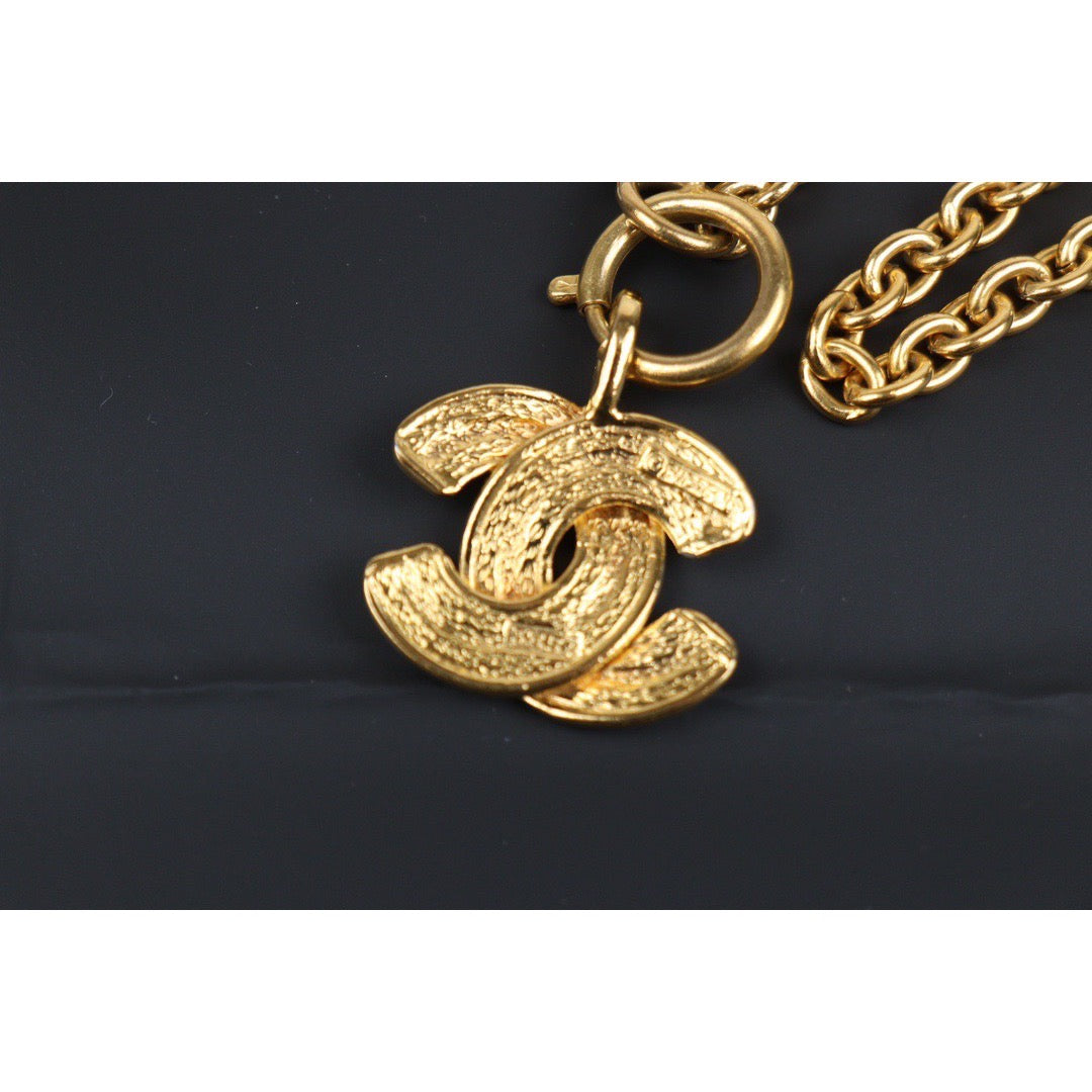 Rank A ｜ CHANEL Coco Mark 24K Gold Plated Necklace｜24011223