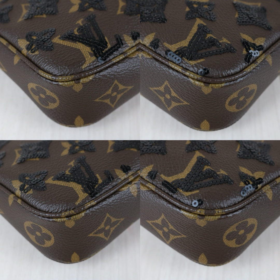 Include Entrupy Certificate of Authenticity｜Very Good ( Rank A)｜ Louis Vuitton Monogram Black Sequined Pochette Accessoire  IC Chips Model｜Z26091510
