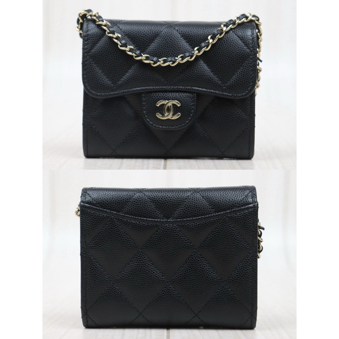 Excellent（Rank SA）｜CHANEL Caviar Skin Matelasse  Chain Mini WOC Black  Made in 2021-2022 Year ｜S25071004