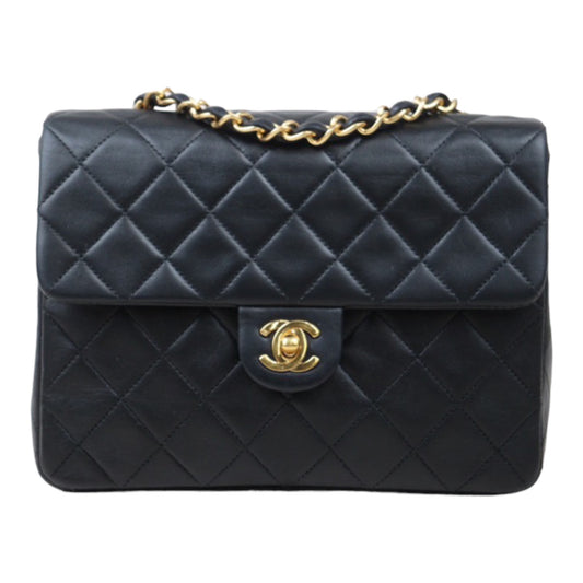 Rank AB｜ CHANEL Black Lanbskin Square 20 Shoulder Bag Made In 1989～1991Year ｜24070423