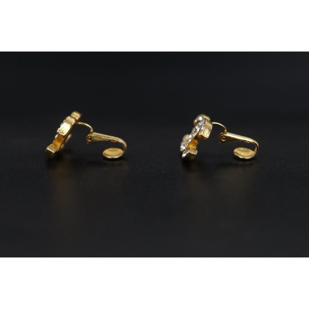 Very Good ( Rank A) ｜ CHANEL Coco Mark 18K Gold Rhinestone Earrings ｜25111409