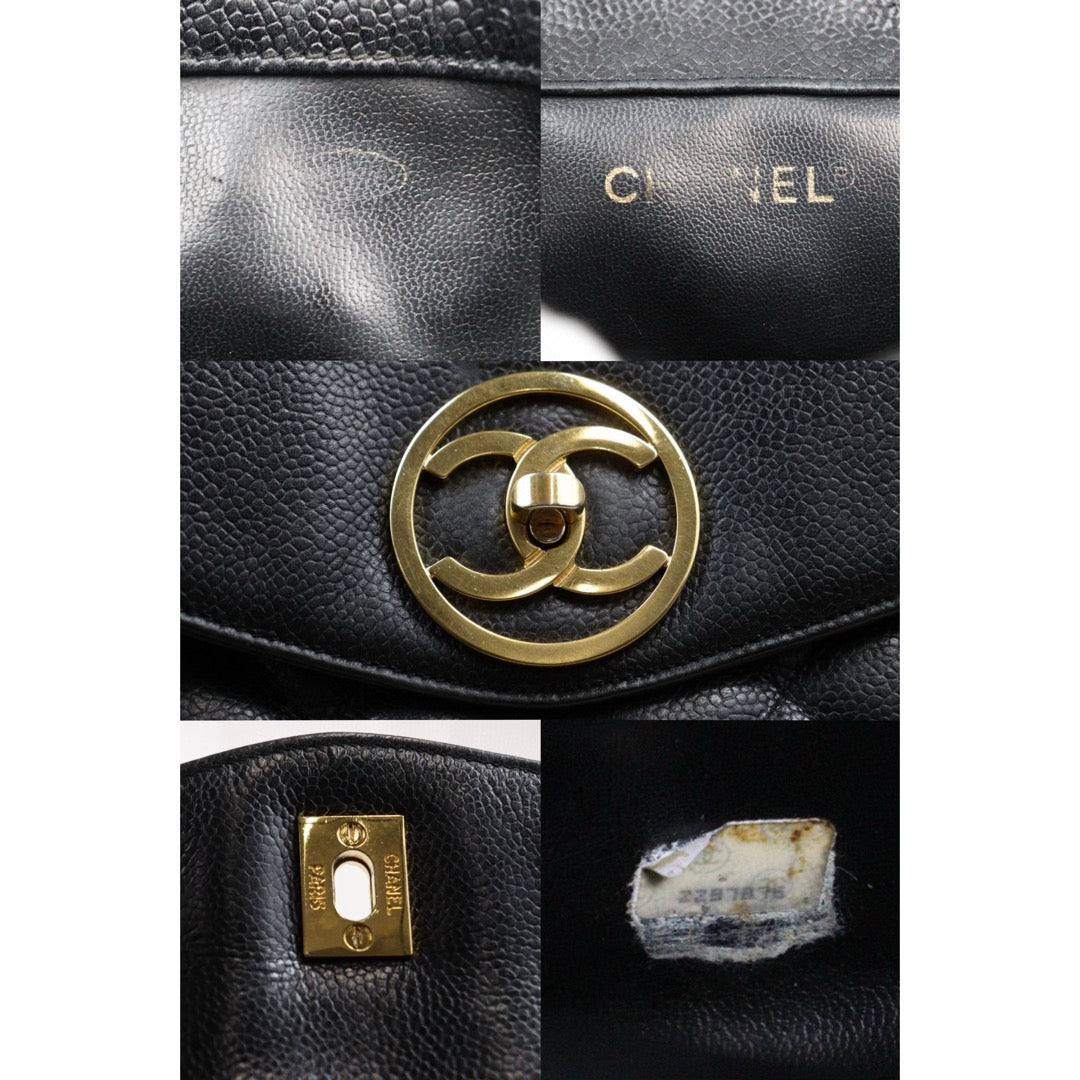 Include Entrupy Certificate of Authenticity｜Good ( Rank AB)｜CHANEL  Caviar Skin Leather Calf Backpack  Black Made in 1991-1994Year｜25042802