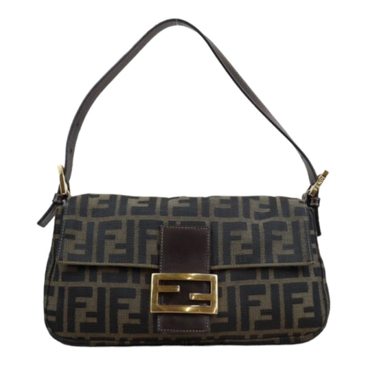 Rank A｜ FENDI Zucca Mamma Baguette Shoulder Bag Gold Hardware｜24030108
