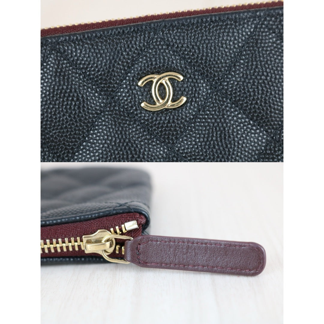 Good ( Rank AB)｜CHANEL Caviar Skin Calf Leather Card Holder Black ｜X25082404