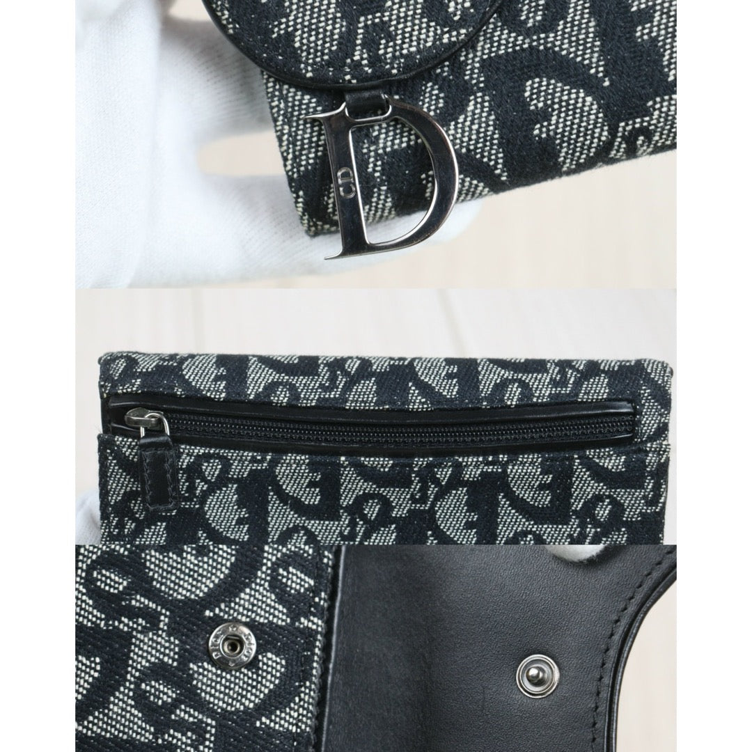 Include Entrupy Certificate of Authenticity｜Very Good ( Rank A)｜Dior Trotter Montaige  Oblique Saddle Lotus Wallet Black｜26101901