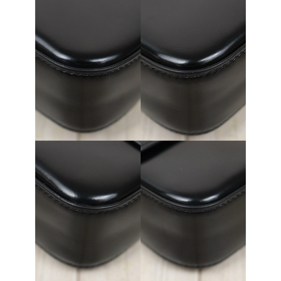 Good ( Rank AB) ｜CELINE Calf Leather Triomphe Black Shoulder Bag Golden Hardware｜S25110429