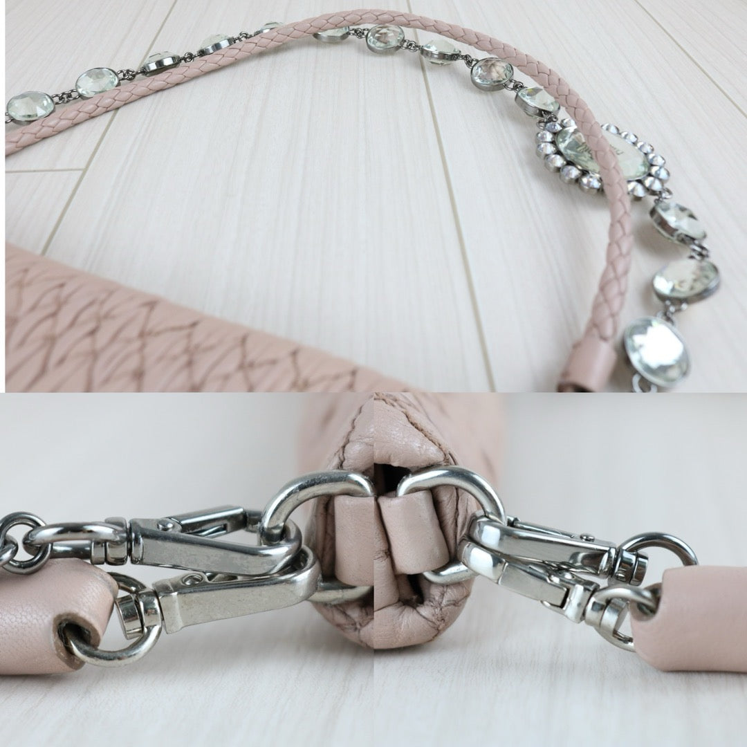 Very Good ( Rank A)｜MiuMiu Lamb Skin Gem Chain Shoulder Bag ｜S24111808