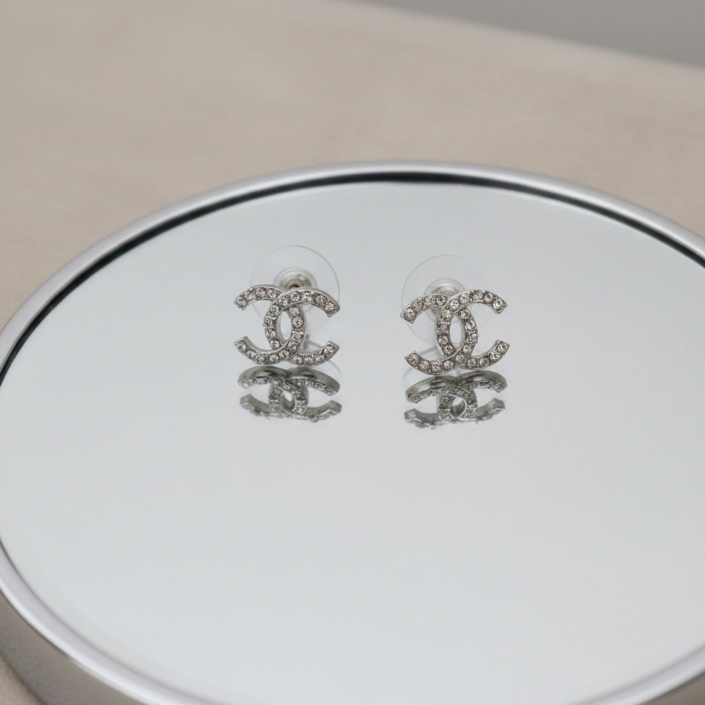 Include Authentic Detective Certificate of Authenticity｜Very Good ( Rank A) ｜CHANEL  COCO Mark Rhinestone Earrings ｜26070701