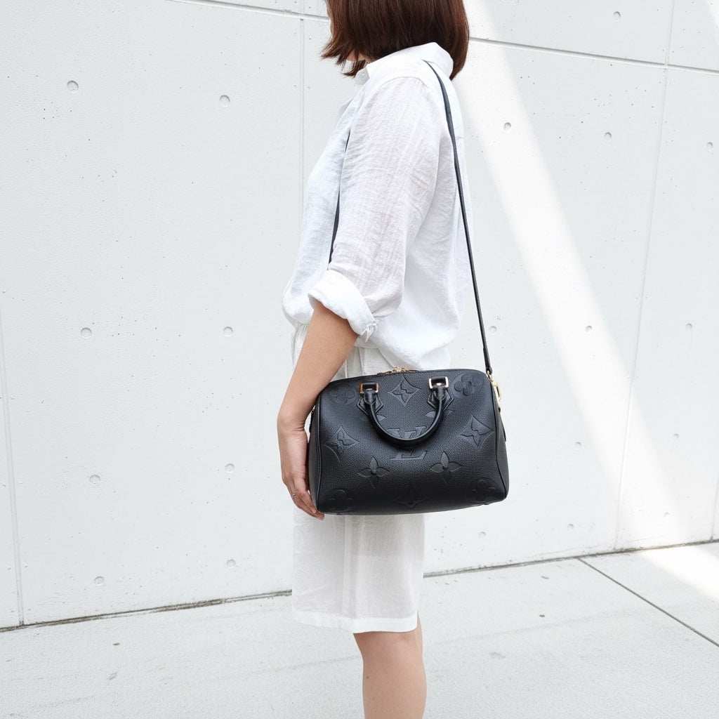 Include Entrupy Certificate of Authenticity｜Very Good ( Rank A)｜Full Set Louis Vuitton  Current Model Monogram Empreinte Speedy 25 Handbag Shoulder Bag IC Chips Model Black｜S26060606