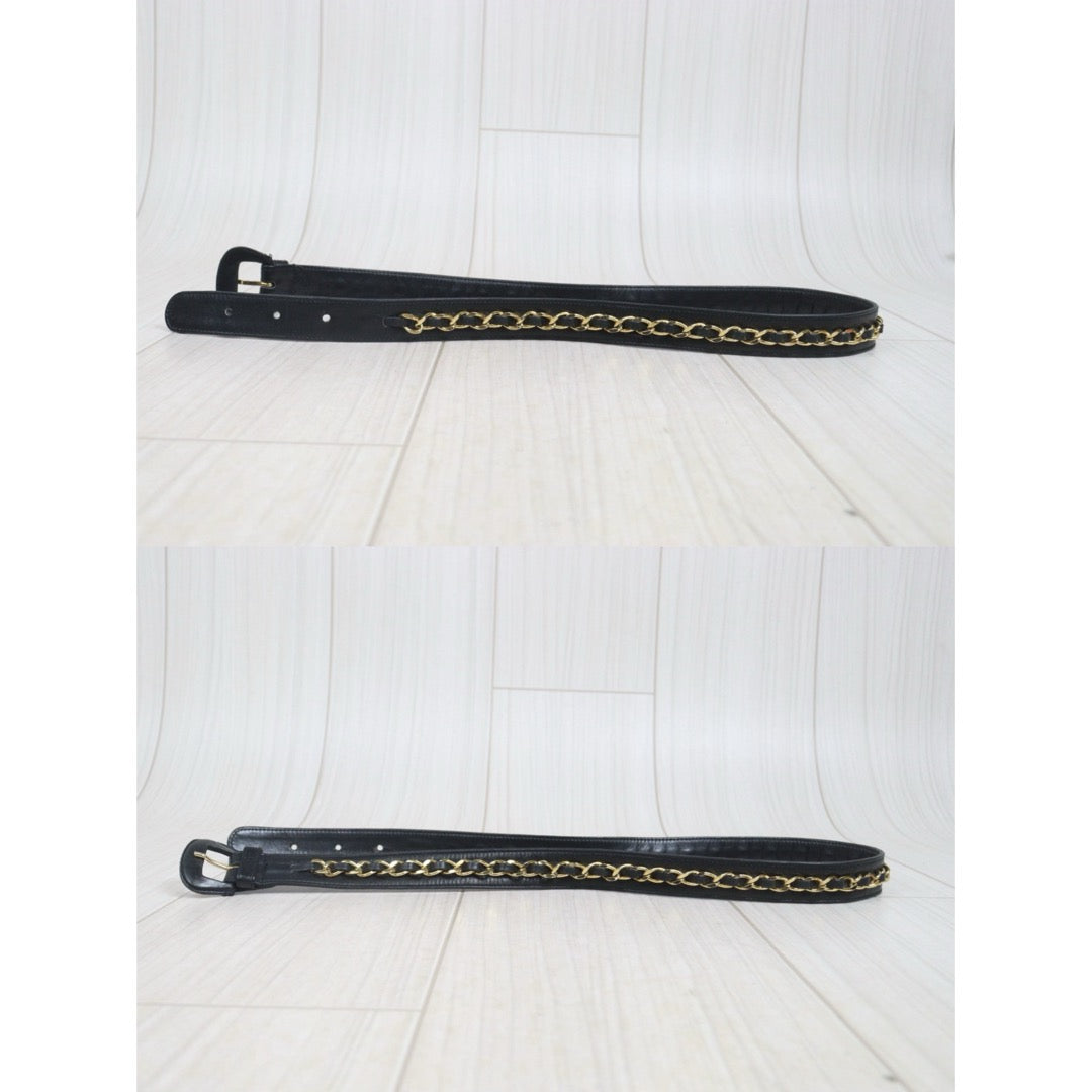 Include Entrupy Certificate of Authenticity｜Good ( Rank AB)｜ CHANEL Lamb Skin Matrasse Chain BumBag Black ｜26071502