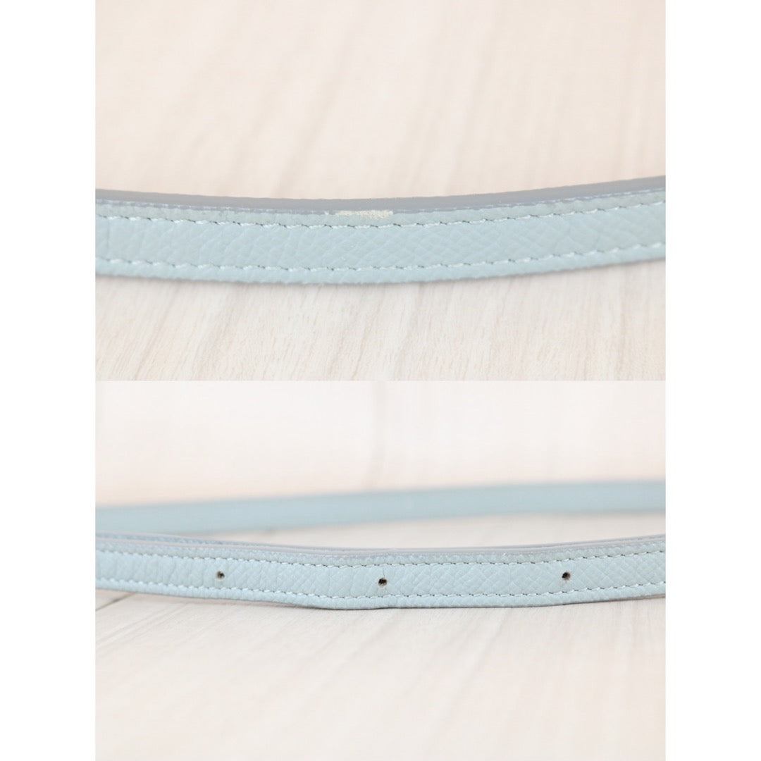 Good ( Rank AB)｜CELINE Calf Leather  Belt Nano Handbag Shoulder Bag Light Blue｜X26030106