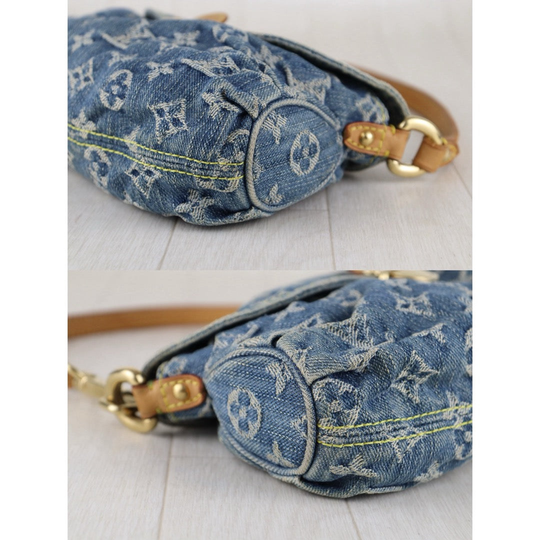 Fair ( Rank B) ｜LV Monogram Denim Mini Pleaty Shoulder Bag Blue｜S26013019