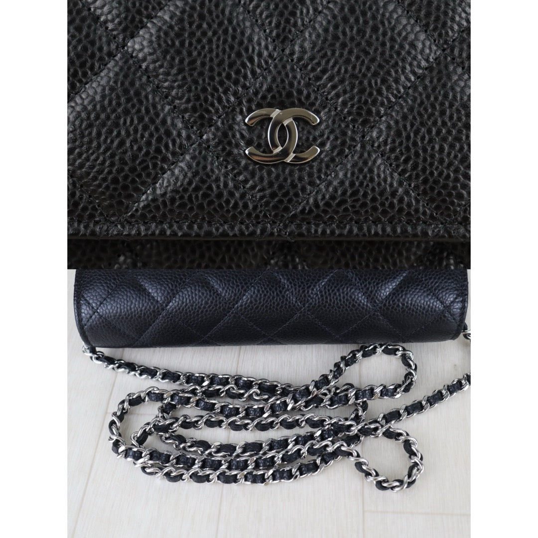 Include Entrupy Certificate of Authenticity｜Very Good ( Rank A)｜CHANEL Caviar Skin WOC Chain Bag Black IC Chips Model｜S26072532