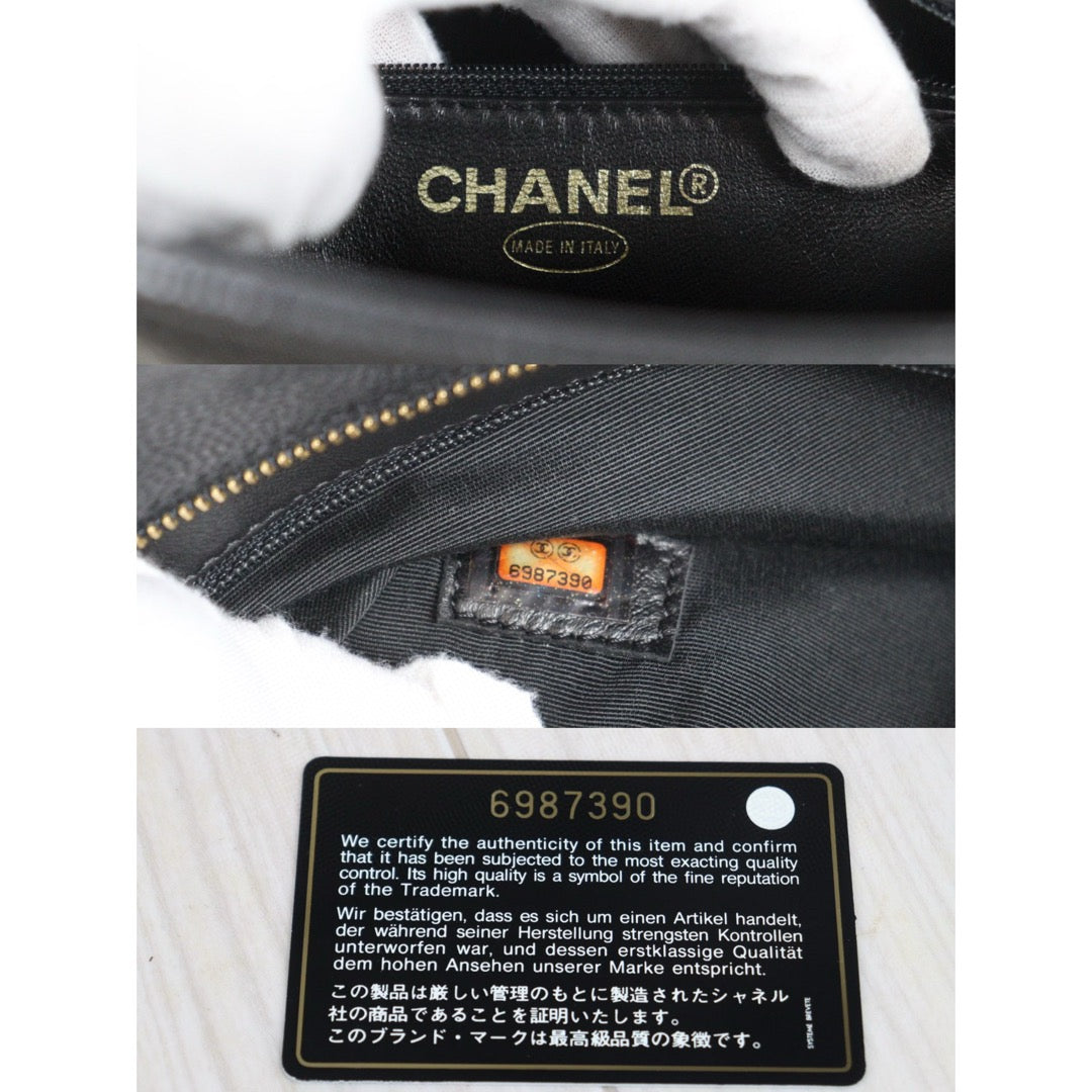 Rank AB｜ CHANEL Caviar Skin Leather Calf Leather Tote Bag Black Made In 2000～2002Year｜V24082014