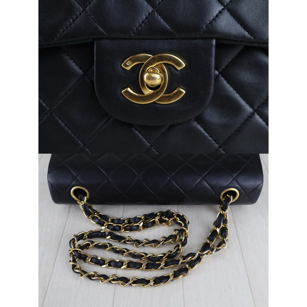 Good ( Rank AB)｜CHANEL Lamb Skin Matrasse Chain Double Flap 23 Shoulder Bag Black Made In 1989-1991Year｜H26013001