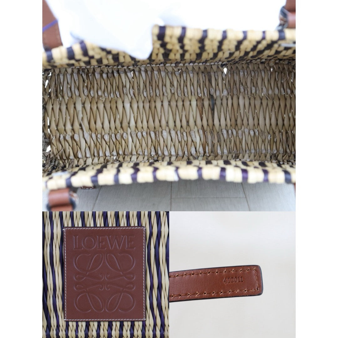 Include Entrupy Certificate of Authenticity｜Good ( Rank AB)｜ LOEWE Straw  Basket Handbag Shoulder Bag ｜S26060117