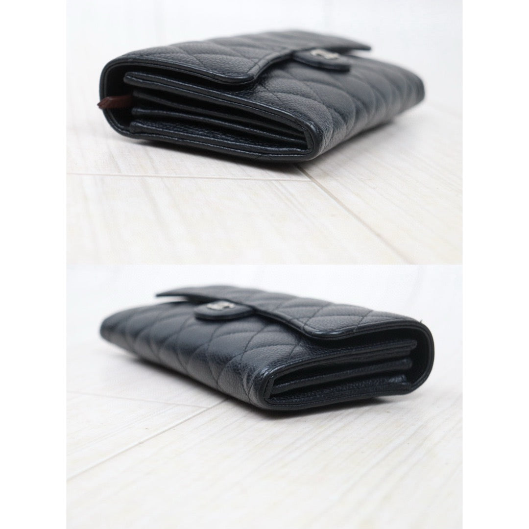 Good ( Rank AB)｜CHANEL Caviar Skin Black Long Wallet Made In 2018 - 2019 Year｜24120511