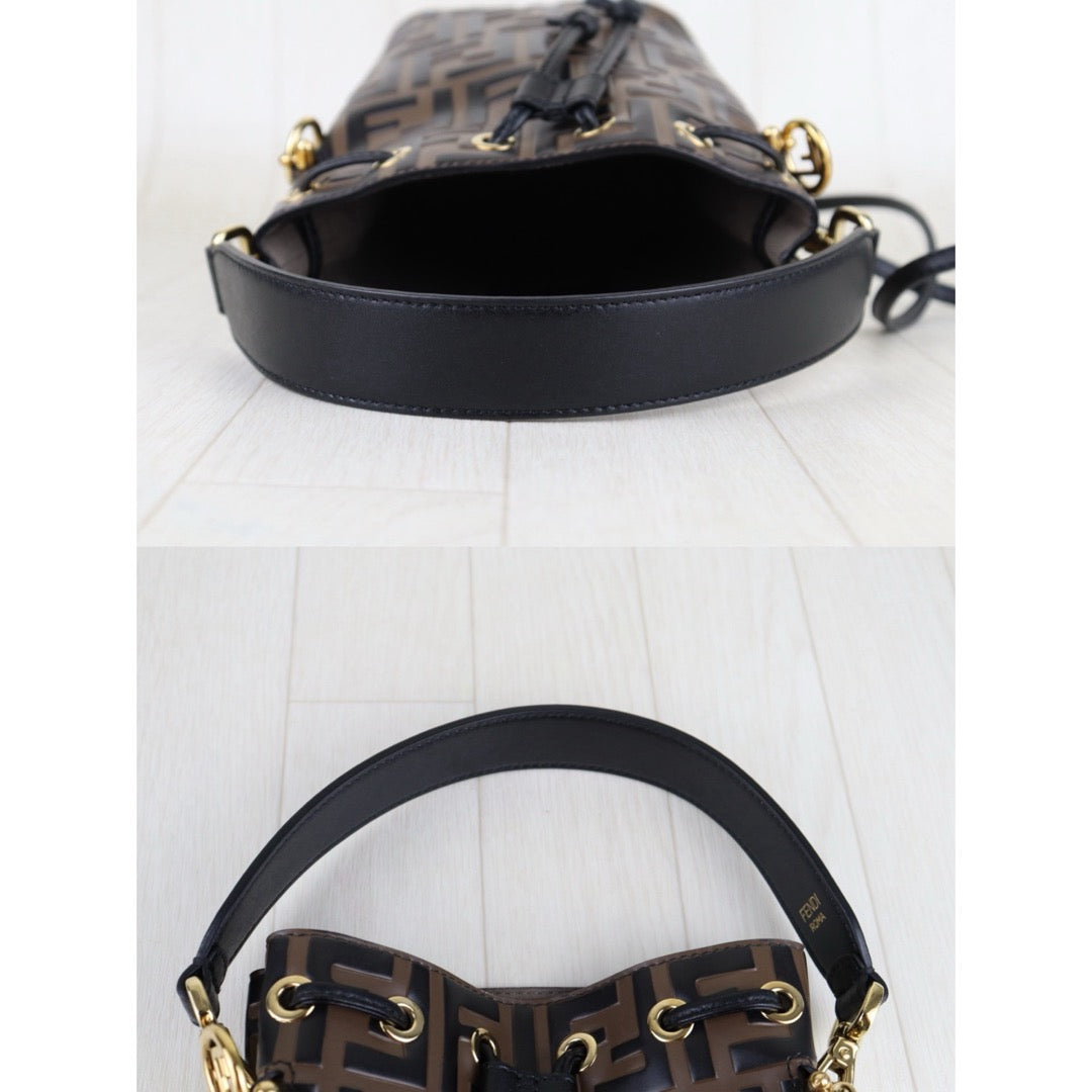 Very Good ( Rank A)｜ FENDI Zucca Mini Mon Tresor Bucket bag Shoulder Bag Brown ｜S25092206