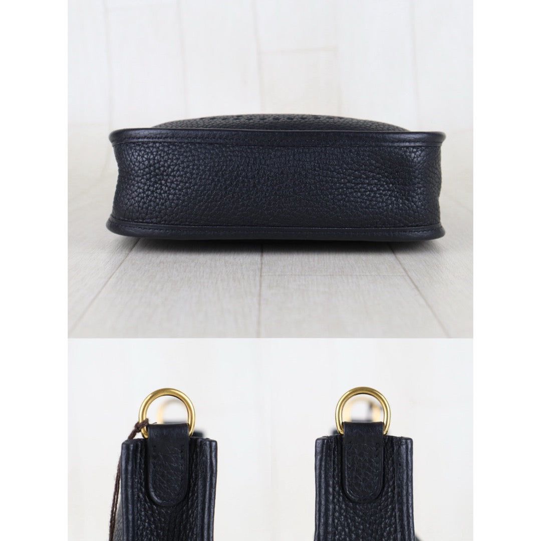 Include Entrupy Certificate of Authenticity｜Very Good ( Rank A)｜ HERMES TC Leather Mini Evelyn 16 Shoulder Bag Black Y Stamp Made In 2020Year｜S26030828