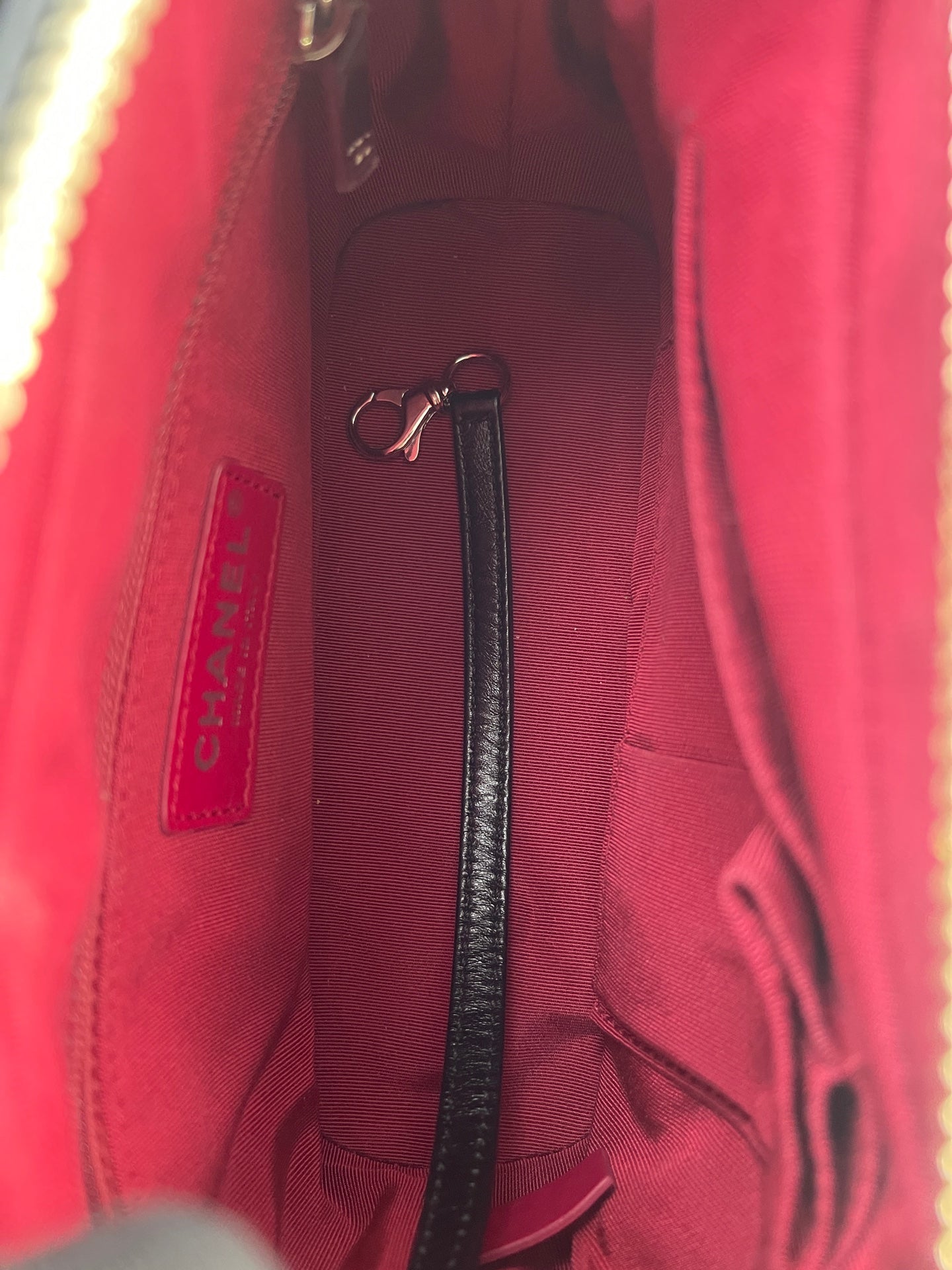 CHANEL PM Gabrielle Calf Leather Handbag Shoulder Bag Black