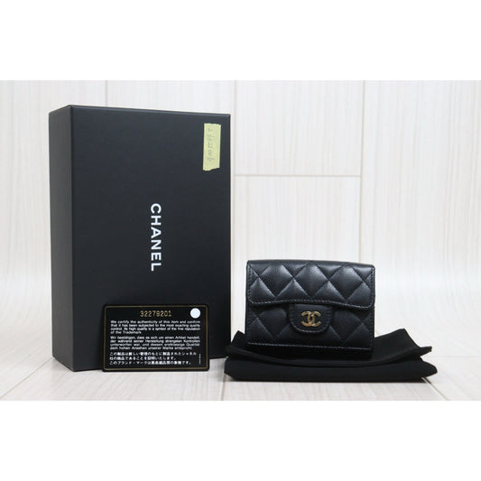 Very Good ( Rank A)｜Full Set Chanel Caviar Skin Black Wallet Made In 2022-2023 Year ｜26022006