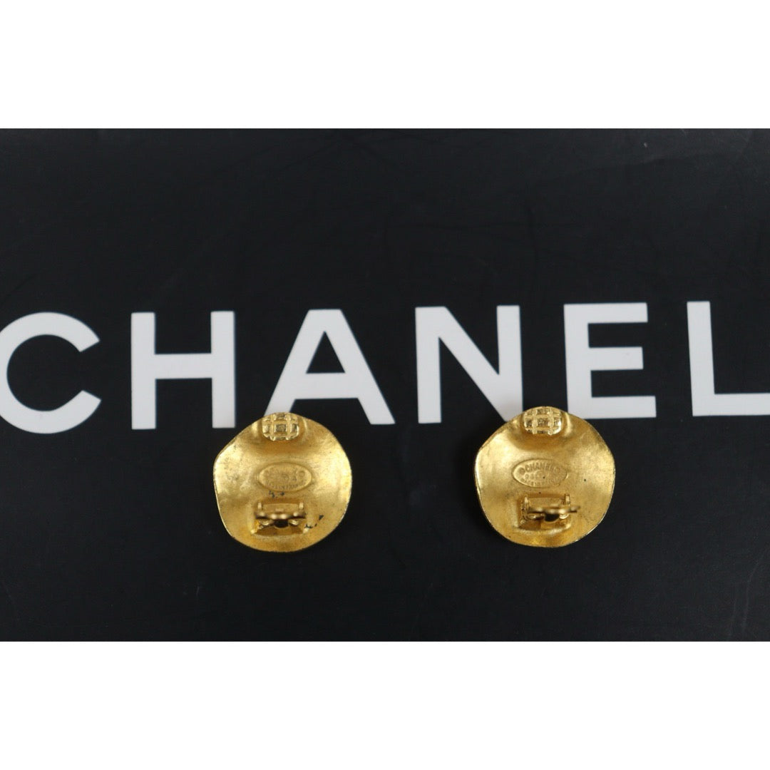 Very Good ( Rank A) ｜CHANEL Coco Mark Gold 24 Plated Round Earrings Made In 1995 Year｜25052921