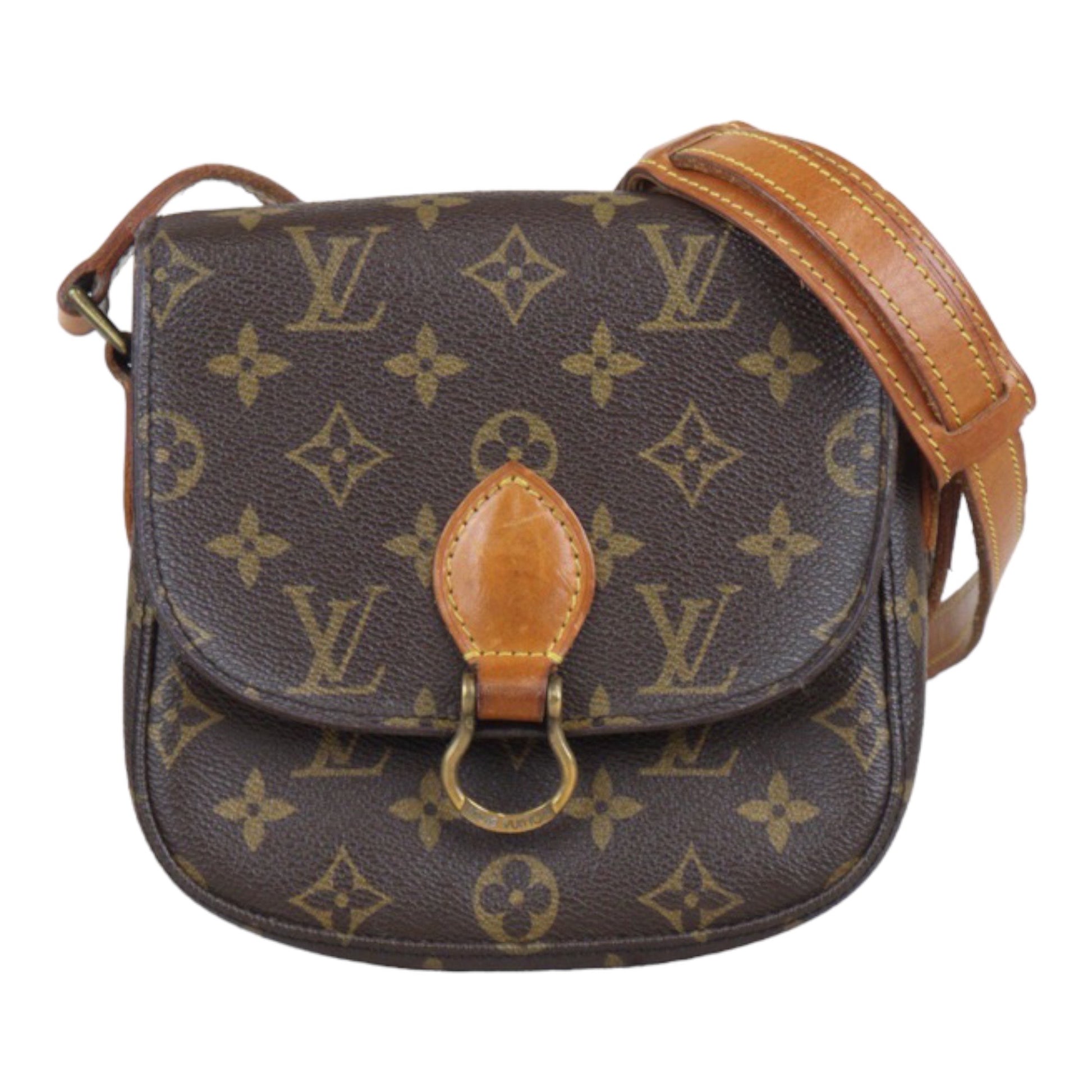 Sold at Auction: A LOUIS VUITTON MONOGRAM LEATHER CROSSBODY SADDLE BAG