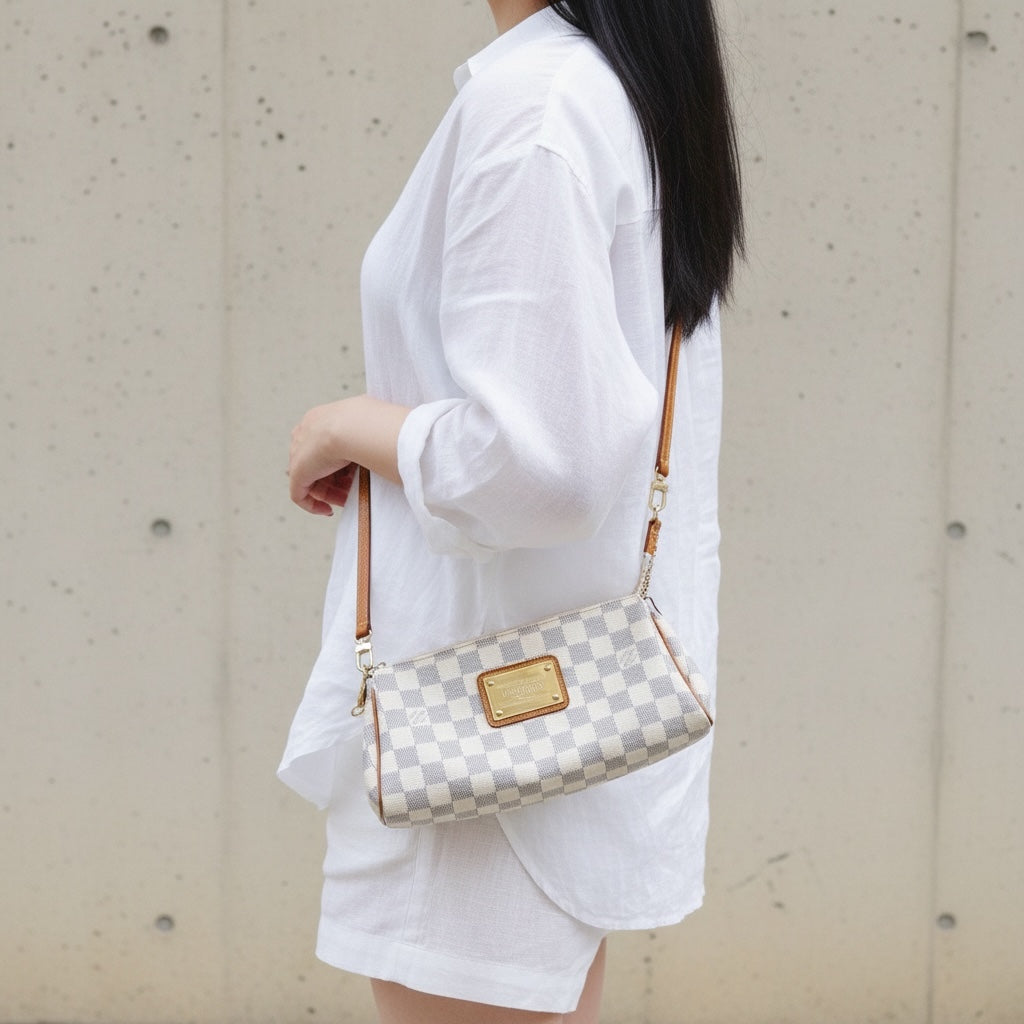 Include Entrupy Certificate of Authenticity｜Good ( Rank AB)｜Louis Vuitton Damier Azur Eva Shoulder Bag ｜X26041308